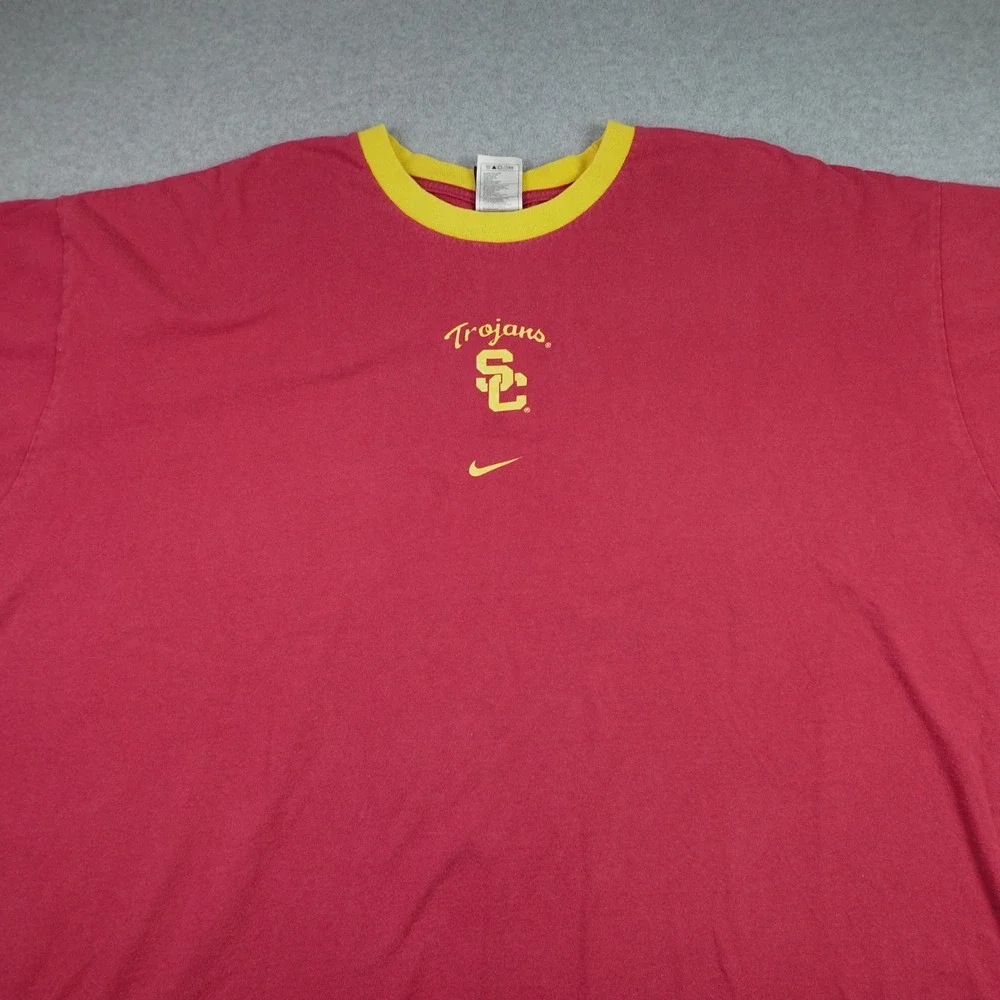 USC Trojans T-Shirt Mens XXL Red Yellow Ringer Short Sleeve Nike Team NCAA